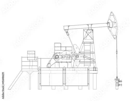 Industrial equipment for oil extraction. Vector