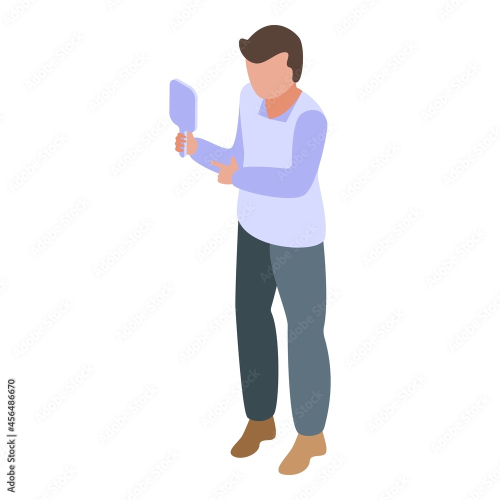 Man mirror reflection icon isometric vector. Selfish ego. Boss crown Man mirror reflection icon isometric vector. Selfish ego. Boss crown