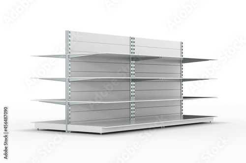 Empty store shelves on whit...