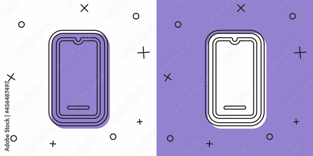 Set Smartphone, mobile phone icon isolated on white and purple background. Vector Set Smartphone, mobile phone icon isolated on white and purple background. Vector