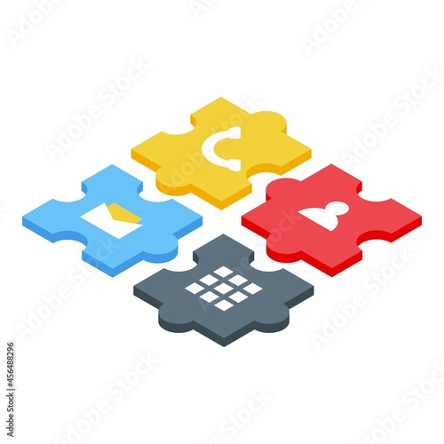 Api puzzle icon isometric vector. Code development. Software integration
