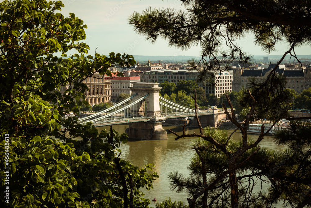 Fototapeta premium View of Chain Bridge form Buda Castle