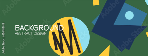 Abstract background. Blocks, lines, triangles, circles composition. Techno or business concept for wallpaper, banner, background, landing page