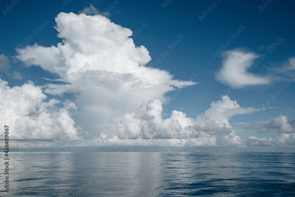 Ocean water and clouds with small waves Ocean water and clouds with small waves