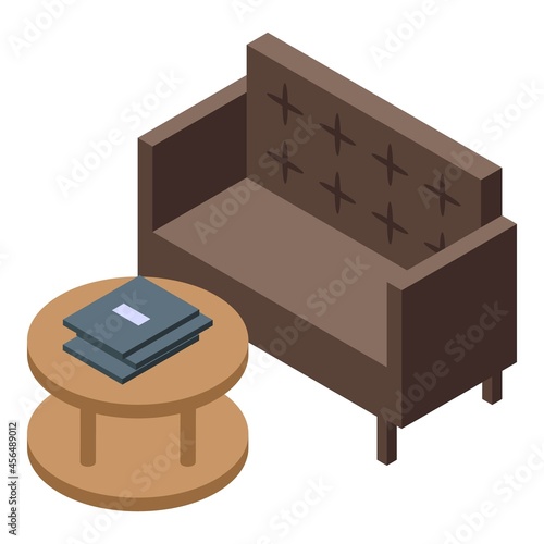 Reception sofa icon isometric vector. Office hotel. Desk lobby