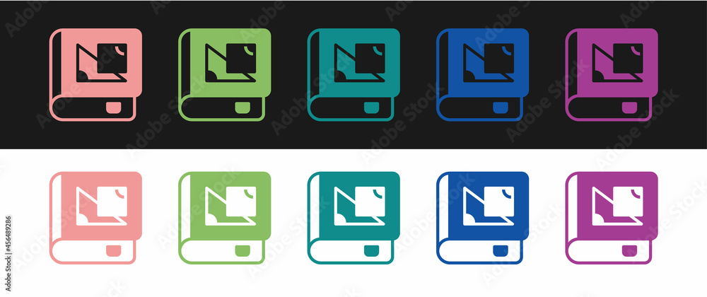 Set Book about geometry icon isolated on black and white background. Vector Set Book about geometry icon isolated on black and white background. Vector