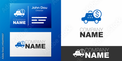 Logotype Taximeter device icon isolated on white background. Measurement appliance for passenger fare in taxi car. Logo design template element. Vector