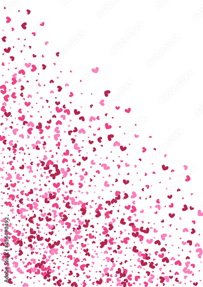 Purple Border Confetti Frame. Red Date Background. Pink Heart Anniversary. Rose Many Backdrop. Light Illustration.