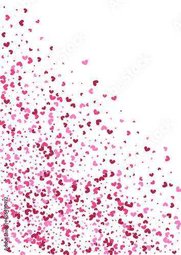 Purple Border Confetti Frame. Red Date Background. Pink Heart Anniversary. Rose Many Backdrop. Light Illustration.