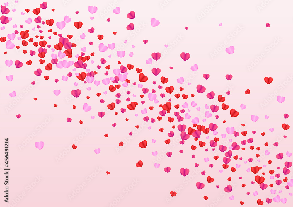 Violet Heart Background Pink Vector. Happy Backdrop Confetti. Lilac Honeymoon Texture. Purple Heart Love Illustration. Fond Cute Frame.
