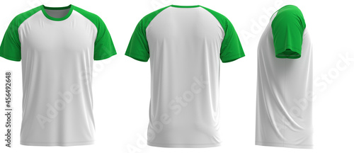  Raglan Short sleeve T-shirt [ Green + White] photo