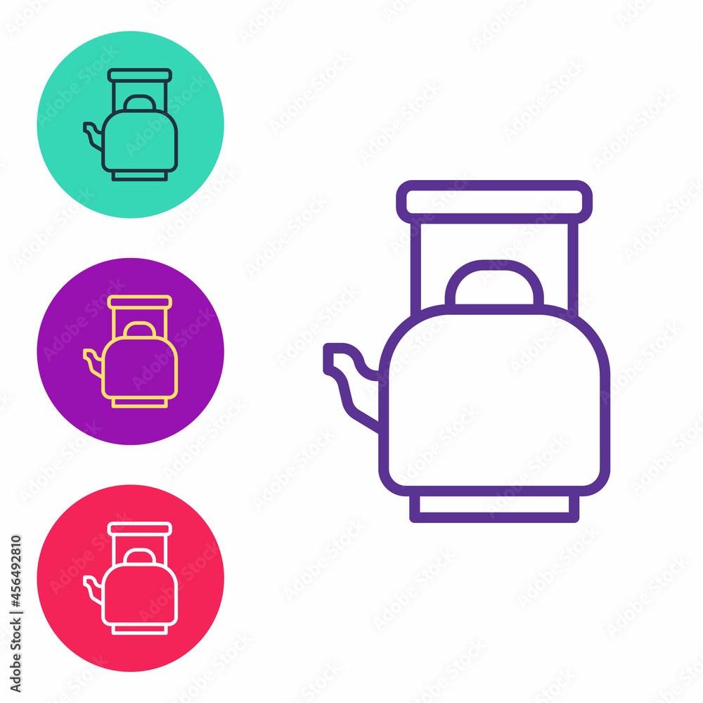 Set line Kettle with handle icon isolated on white background. Teapot icon. Set icons colorful. Vector Set line Kettle with handle icon isolated on white background. Teapot icon. Set icons colorful. Vector