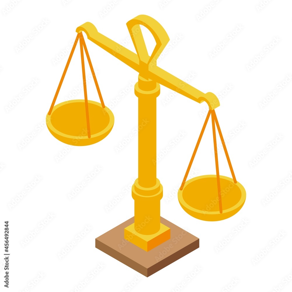 Judge balance icon isometric vector. Weight scale. Justice law Judge balance icon isometric vector. Weight scale. Justice law