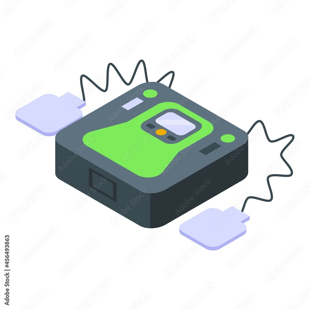 Defibrillator icon isometric vector. Heart aed. Cardiac cpr Defibrillator icon isometric vector. Heart aed. Cardiac cpr