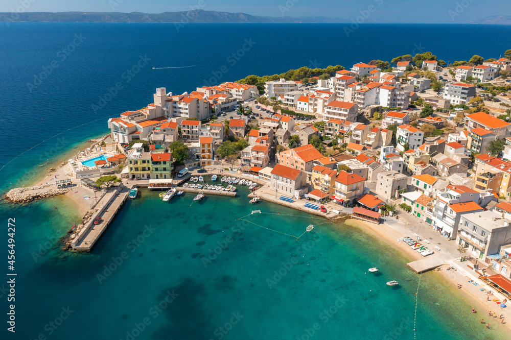 Aerial view of Igrane town, the Adriatic Sea, Croatia