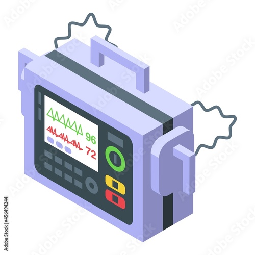 Cardioverter icon isometric vector. Heart defibrillator. Cardiac aed