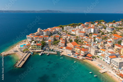 Aerial view of Igrane town  the Adriatic Sea  Croatia