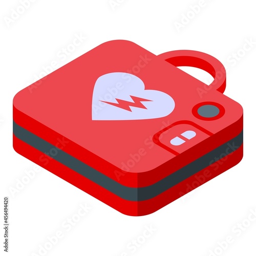 Ambulance defibrillator icon isometric vector. Heart aed. Cardiac cpr photo