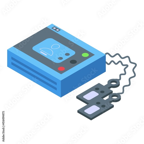 Portable defibrillator icon isometric vector. Cardiac heart, Emergency aed