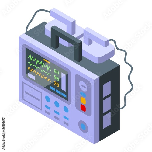 Shock defibrillator icon isometric vector. Heart aed. Cardiac cpr