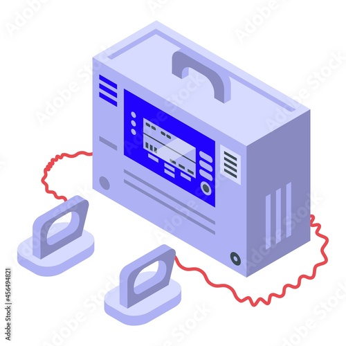 Medical defibrillator icon isometric vector. Heart aed. Emergency cpr