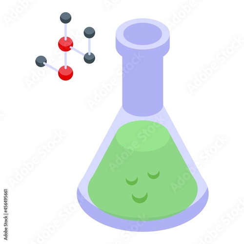 Bioprinting chemical flask icon isometric vector. Bio science. Human print