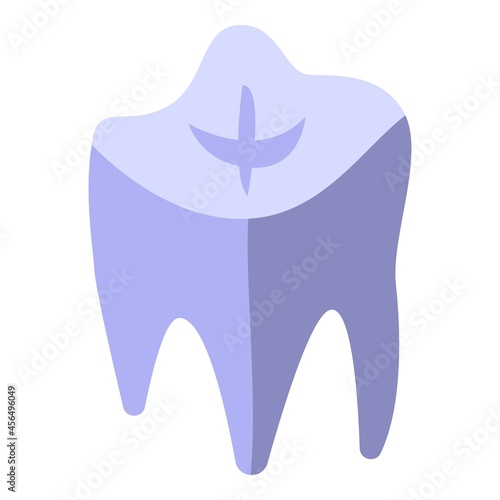 Bioprinting tooth icon isometric vector. Medical engineering. Bio science