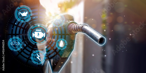 Slika na platnu Futuristic oil fueling concept modern icon, refilling refueling car vehicle tran