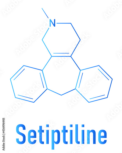 Setiptiline (also known as teciptiline) antidepressant drug molecule. Skeletal formula.
