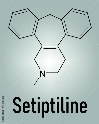 Setiptiline (also known as teciptiline) antidepressant drug molecule. Skeletal formula.