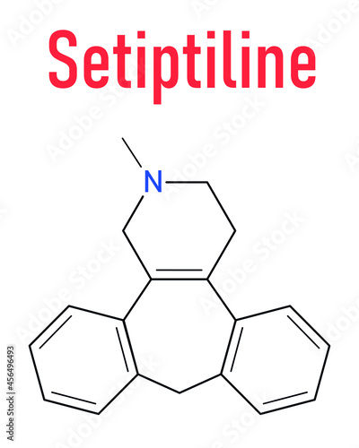 Setiptiline (also known as teciptiline) antidepressant drug molecule. Skeletal formula.