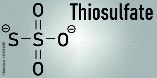 Thiosulfate anion, chemical structure. Skeletal formula.