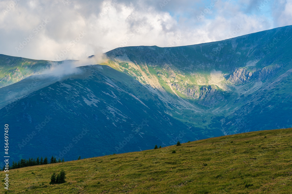 Fototapeta premium View to Ranca Resort - Transalpina Romania. Landscape with mountains