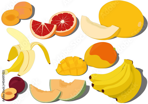 Sweet ripe fruits collection vector illustration