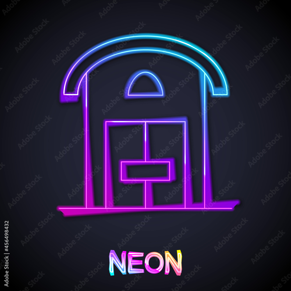 Glowing neon line Farm house icon isolated on black background. Vector Glowing neon line Farm house icon isolated on black background. Vector
