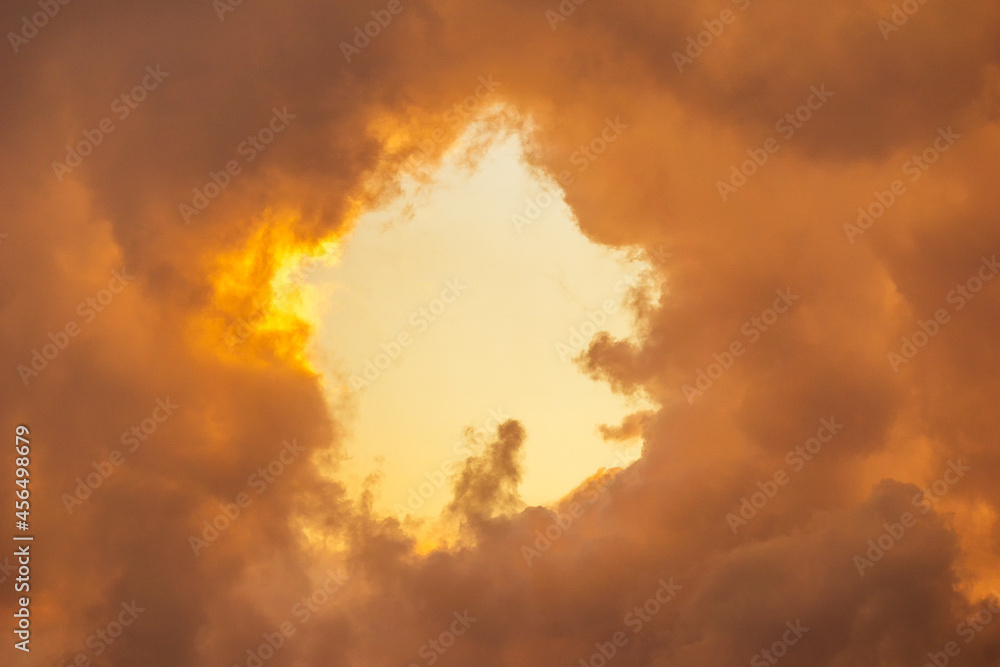 Hole in the clouds, abstract nature phenomenon background