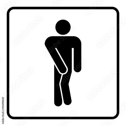 nmss72 NewModernSanitarySign nmss - german: WC Toilette Mann Symbol / Harnwegsinfektion - english: wc toilet pictogram - senior man with hands between legs wants to go to the toilet . xxl g10730