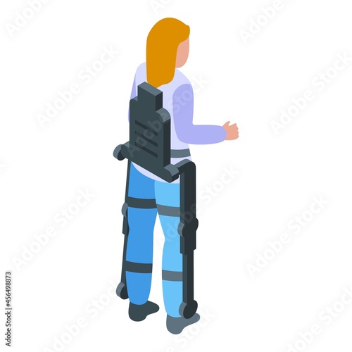 Woman exoskeleton icon isometric vector. Robot suit. Human body