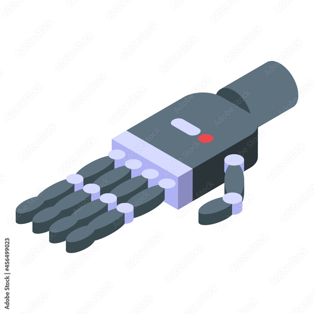 Hand exoskeleton icon isometric vector. Robot suit. Man rehabilitation Hand exoskeleton icon isometric vector. Robot suit. Man rehabilitation