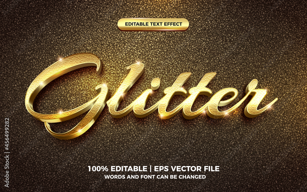 3d gold glitter text style effect template editable Stock Vector ...