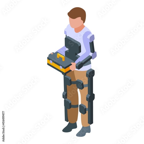 Human exoskeleton icon isometric vector. Robot suit. Disabled body
