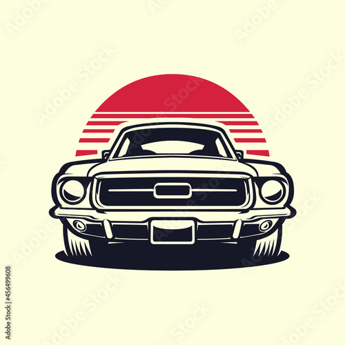 American Muscle Car Illustration Vector Isolated