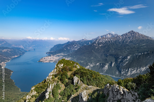 Wonderful landscape on Como's lake from mountain peak (Moregallo mountain, Lombardy)