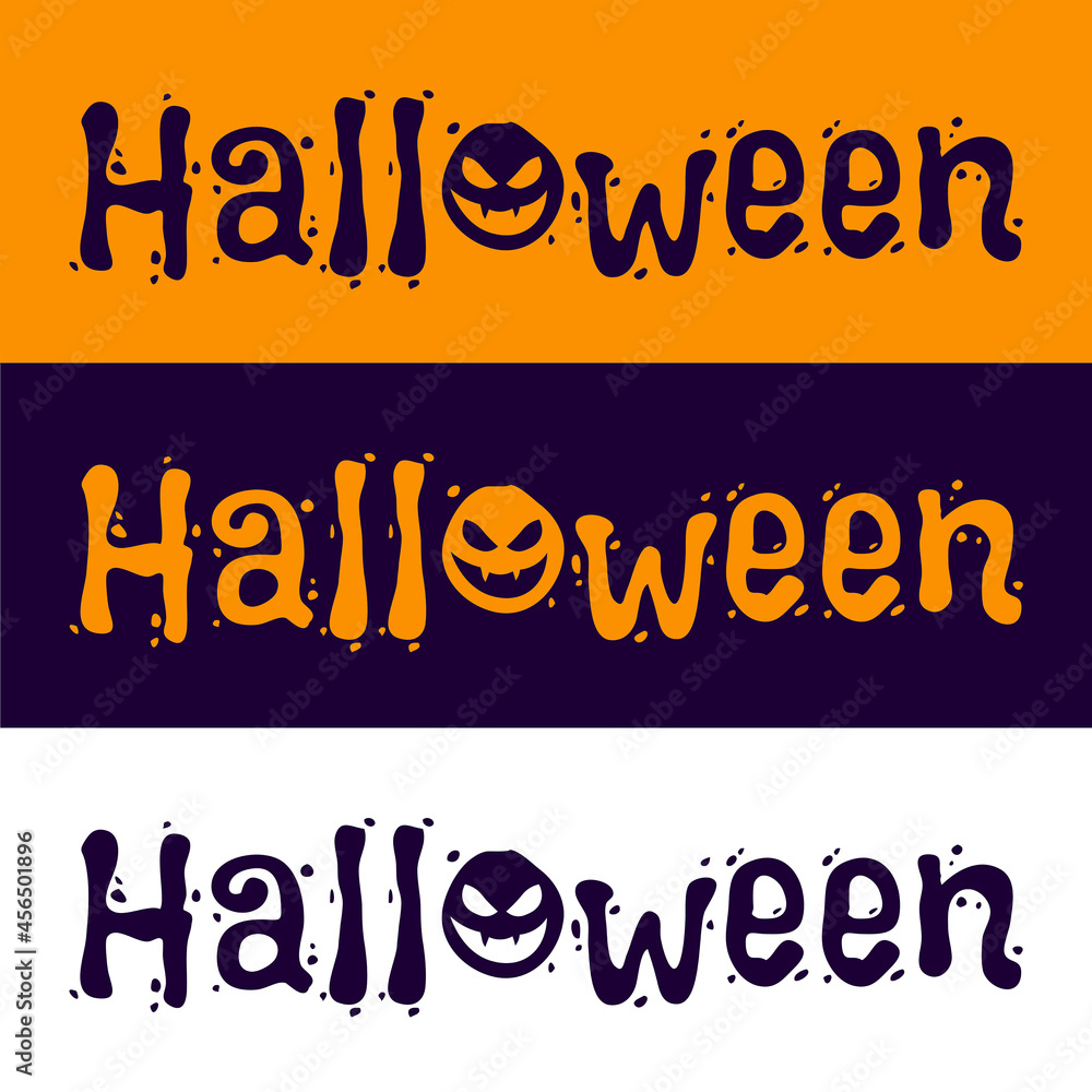 Cute Halloween Title - Amazing vector illustration of a halloween title suitable for website, apps, icon, sign, sticker, halloween, banner, children book and illustration in general - Vector Halloween