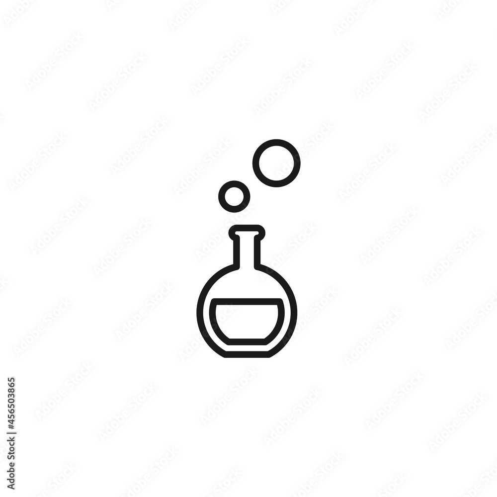 Profession of a chemist concept. Line icon of steam over laboratory bulb Profession of a chemist concept. Line icon of steam over laboratory bulb