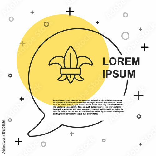 Black line Fleur de lys or lily flower icon isolated on white background. Random dynamic shapes. Vector