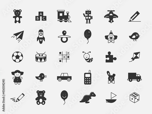Set toys icons on white background. Vector illustration.