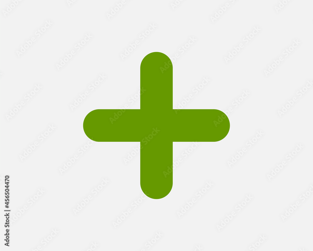 Green plus sign. Vector icon. Cross symbol of safety guidance. Green plus sign. Vector icon. Cross symbol of safety guidance.