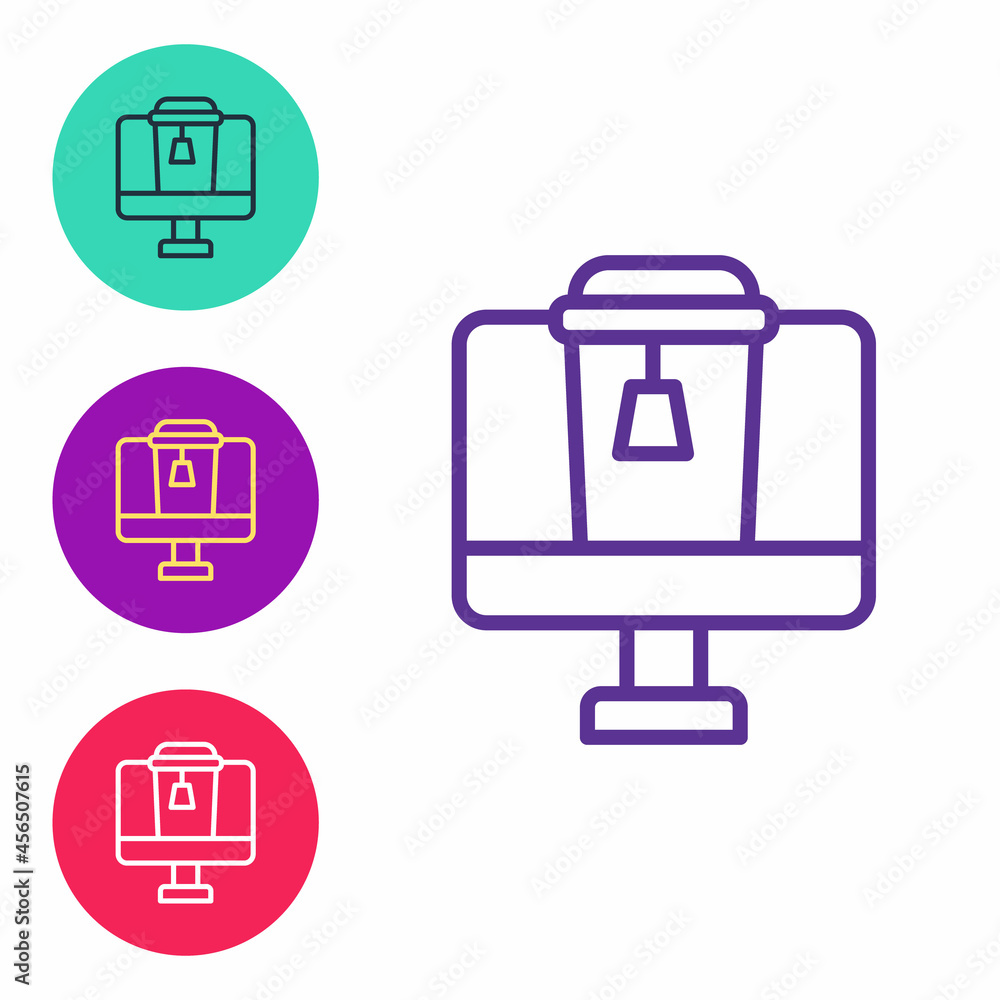 Set line Online ordering and fast food delivery icon isolated on white background. Set icons colorful. Vector Set line Online ordering and fast food delivery icon isolated on white background. Set icons colorful. Vector