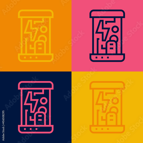 Pop art line Futuristic cryogenic capsules or containers icon isolated on color background. Cryonic technology for humans or cryogenic chamber. Vector